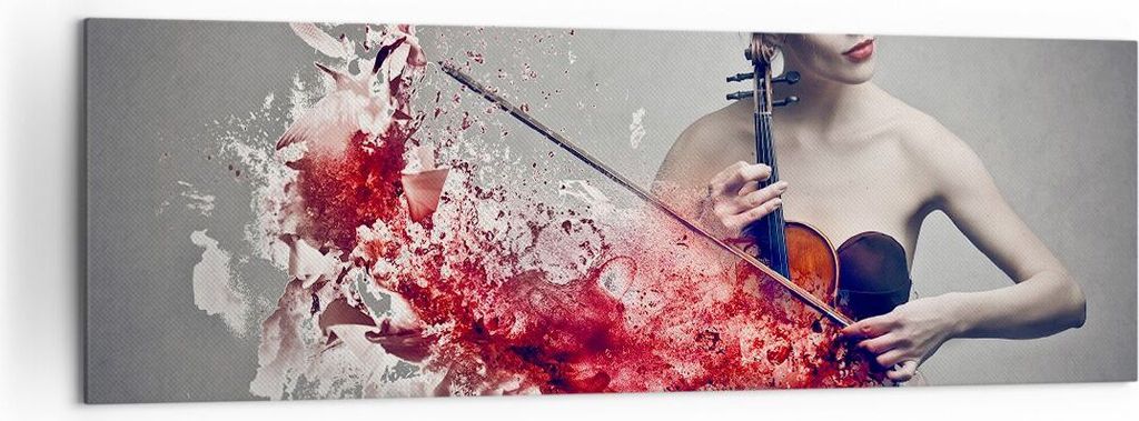 Bild auf Leinwand - Leinwandbild - Frau Violine Musik Instrument - 160x50cm - Wand Bild - Wanddeko - Leinwanddruck - Bilder - Kunstdruck - Wanddeko...