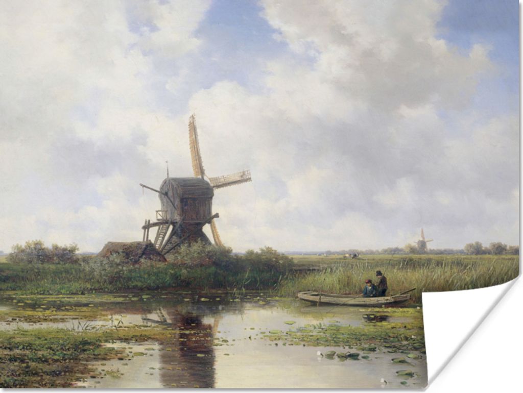 MuchoWow Poster Mühle - Willem Roelofs - Alte Meister - Kunst 80x60 cm - Kunst für zu Hause