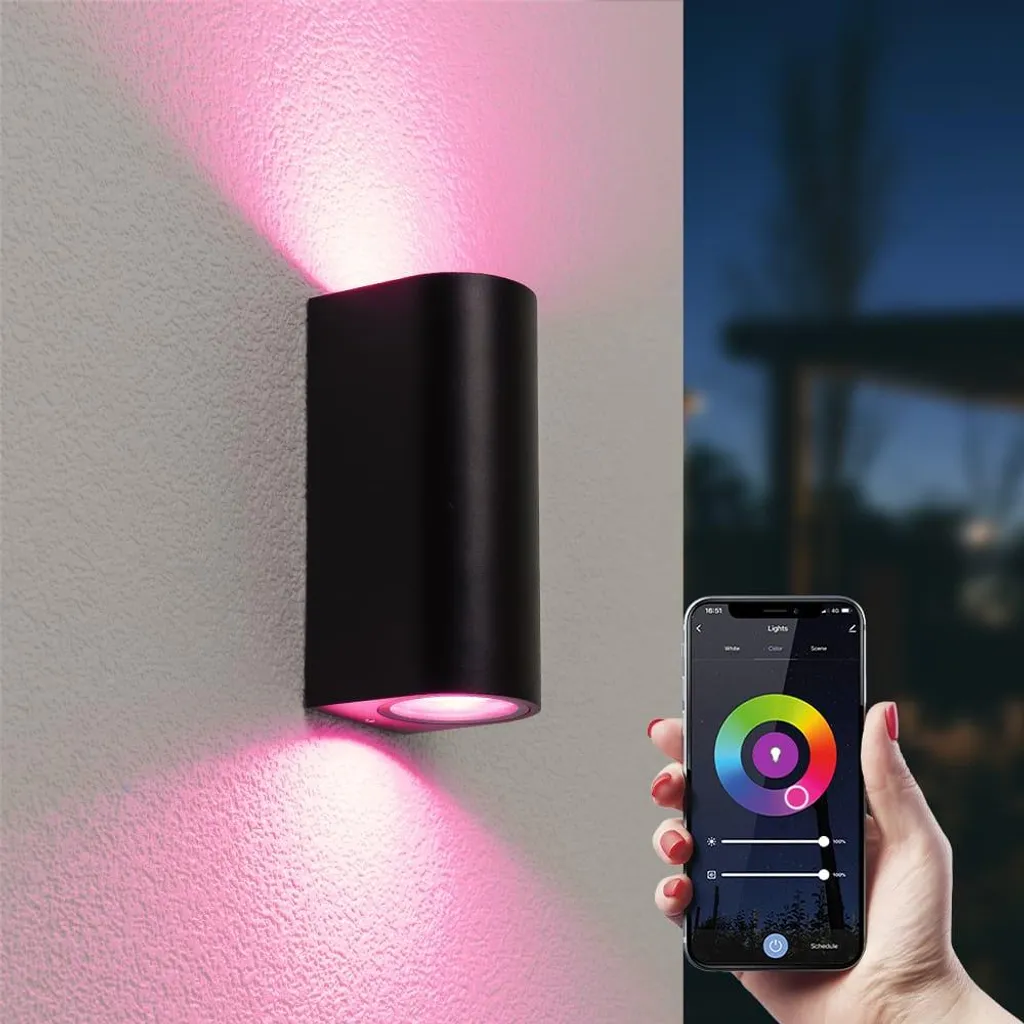 Lampe Murale Extérieure Intelligente Noir 11W RGBWW Up/Down IP65 WiFi
