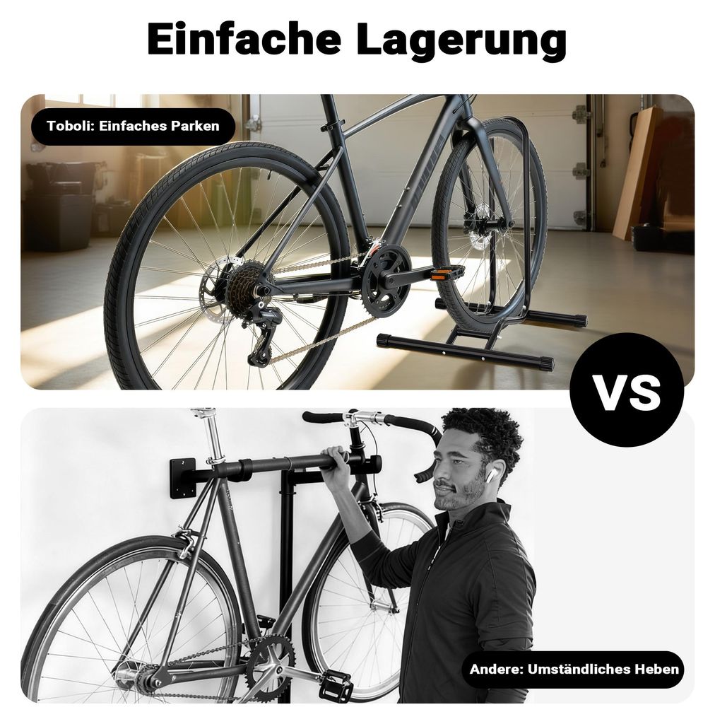 Toboli Mobiler Fahrradstnder fr ein Fahrrad bis 60mm Reifenbreite  Montagestnder Bodenstnder fr Reparatur, Montage usw.
