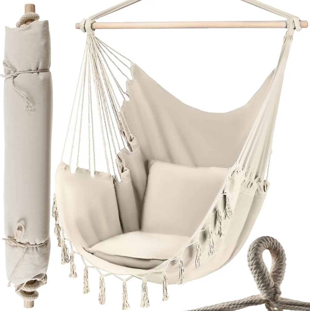 Amaca a Sedia Beige 97x130 | Sedia Sospesa Esterni ed Interni 120kg