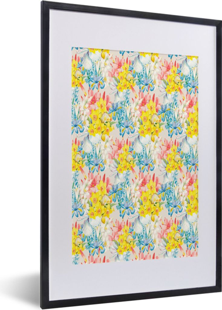 MuchoWow MuchoWow Gerahmtes Poster Blumen - Collage - Natur 40x60 cm - Poster mit zchwarzem Bilderrahmen - Poster in Rahmen