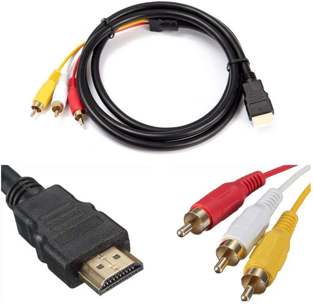 HDMI Stecker auf 3 Cinch Video Audio Adapter AV Konverter Anschluss für 