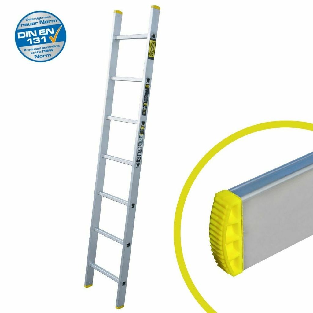 Aluleiter Leiter 1x7 Stufen Einzel-Stufen-Leiter Aluminium Industrieleiter SALE 