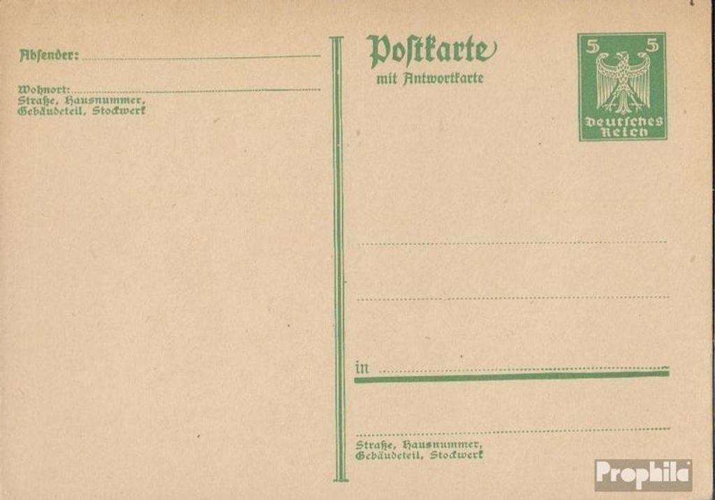 Belege Ganzsachen Deutsches Reich 1926 P167II Amtliche Postkarte un Adler