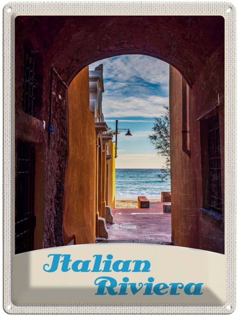 vianmo Blechschild 40x30 cm Italien Riviera Strand Meer Bildmotiv Reisemotiv Abenteuer Reisen Europa Urlaub