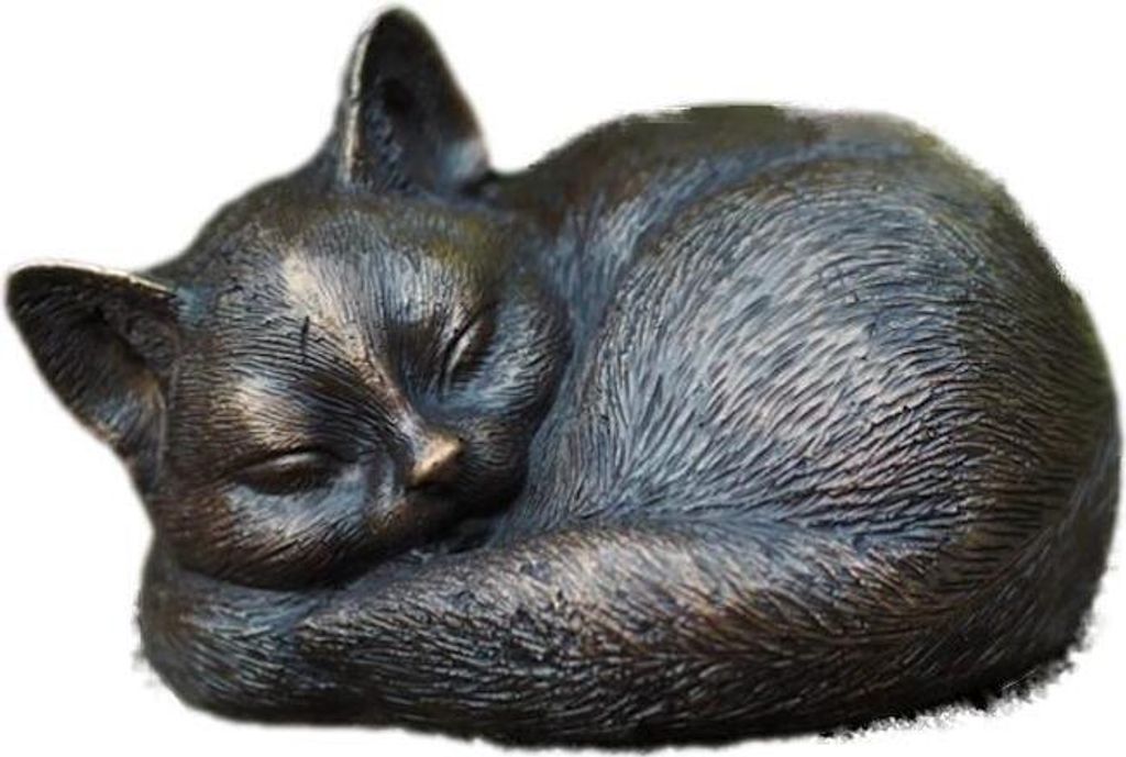 Schöne Katze, liegend aus Bronze Neu Frostfest Witterungsbeständig BOAN-1228