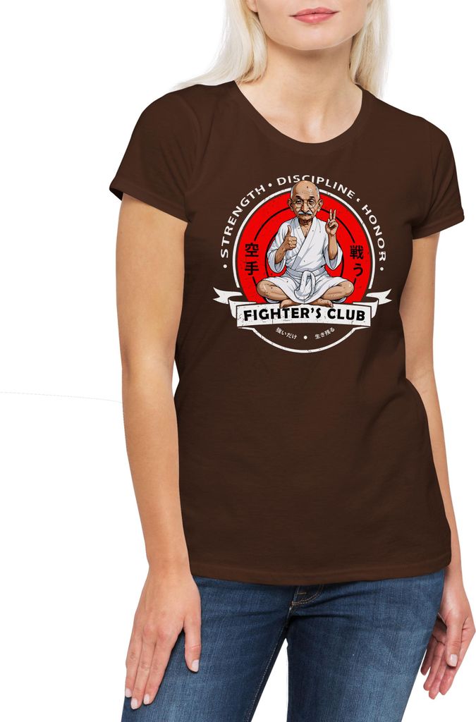 Urban Backwoods Fighter's Club Gandhi II, Damen T-Shirt, Farbe: Braun, Größe: M