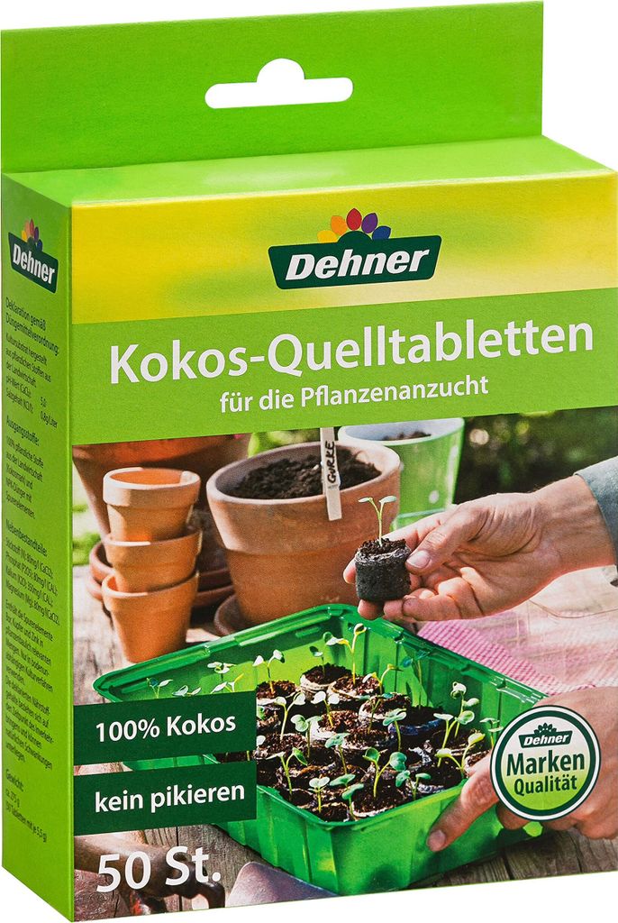 Dehner Kokos-Quelltabletten | Kokoserde Quelltabs, Aussaaterde Quelltopf, Torffreie Anzuchterde | biologisch abbaubar | Anzucht von Stecklingen, S...