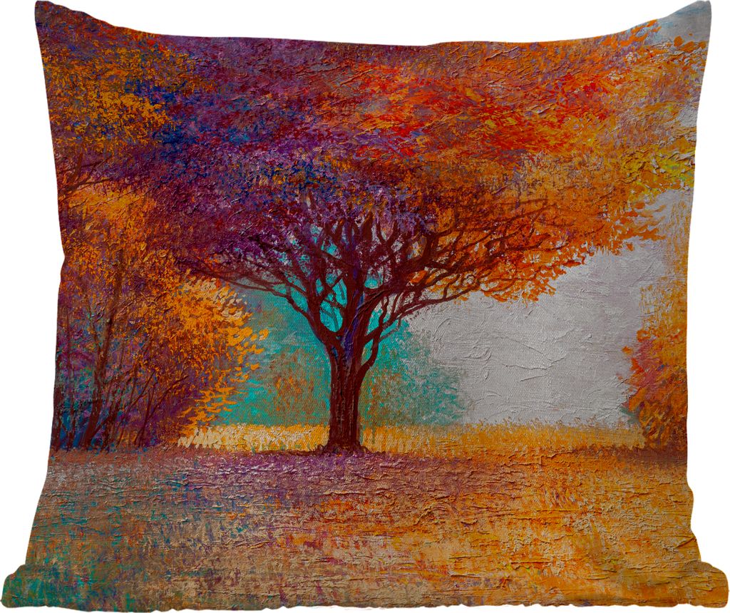 MuchoWow Outdoor Kissen - Ölgemälde - Baum - Farben - 50x50 cm - Wetterfest - Lounge Kissen - Komfortabel - Kissen mit Bild