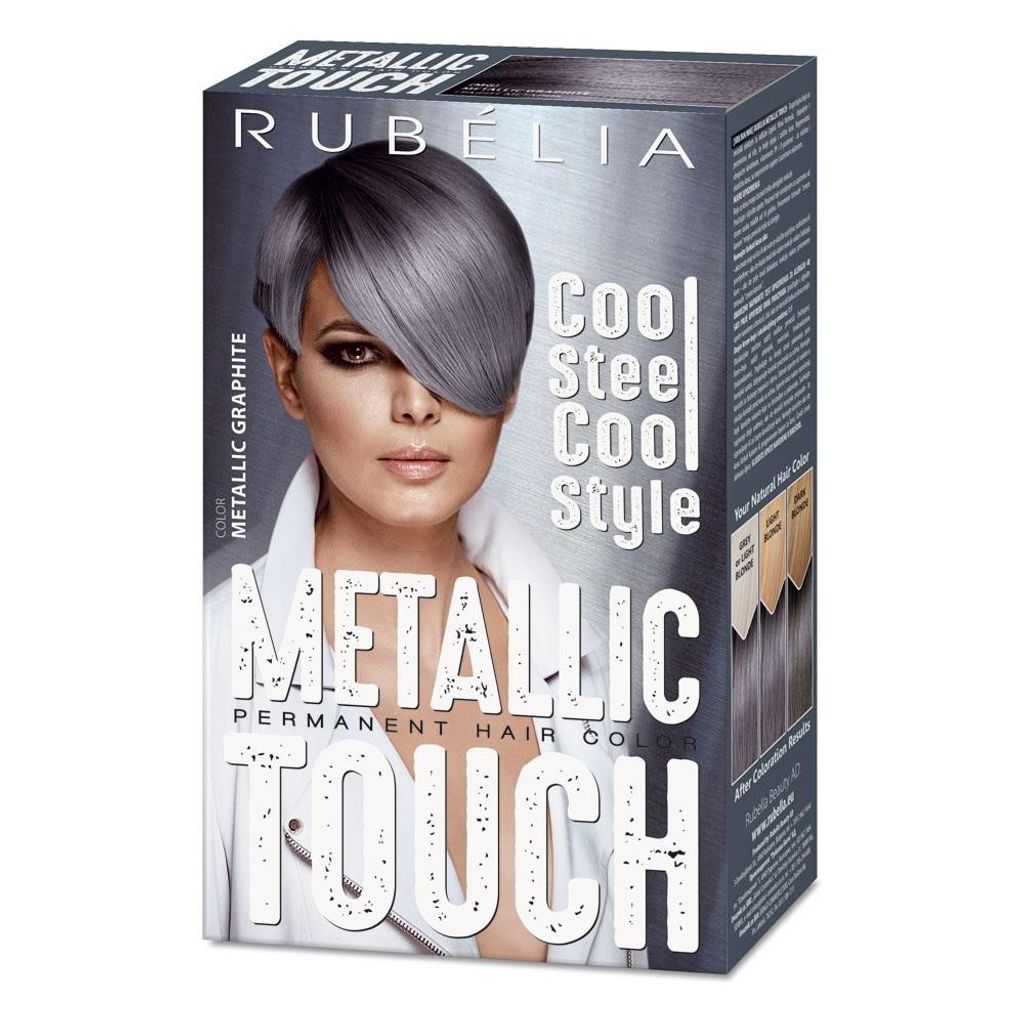 Rubelia Metallic Touch Permanente Haarfarbe für graues und blondes Haar, Metallic Graphit, 1 Stück