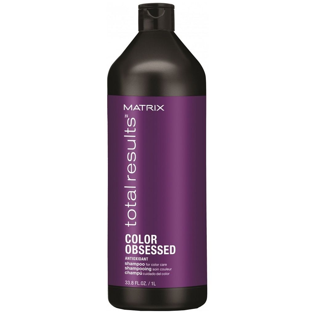 A bottle of Matrix Total Results Color Obsessed Shampoo.