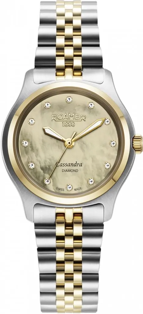 Montre femme dorée pour soirée ROAMER chic avec vrais diamants