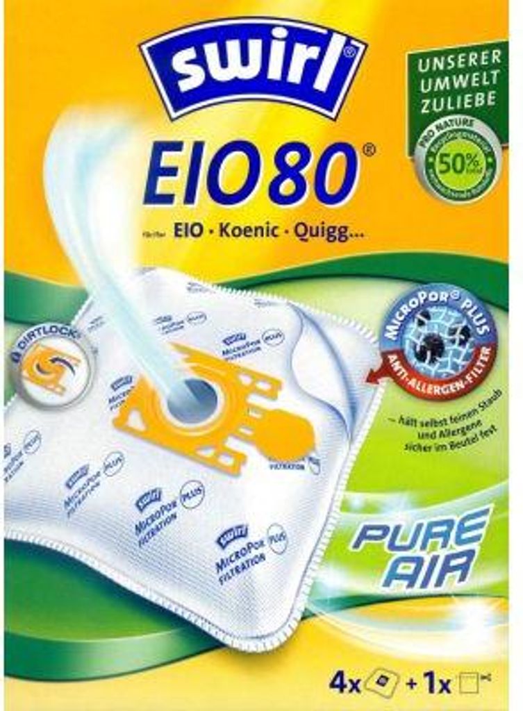 Swirl Staubsaugerbeutel EIO80 MicroPor Plus für EIO, Koenic und Quigg Staubsauger
