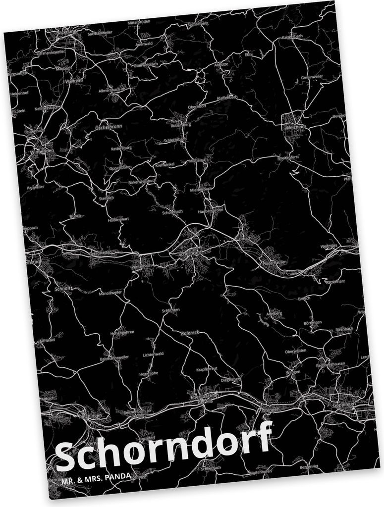 Mr. & Mrs. Panda Postkarte Schorndorf - Geschenk, Ansichtskarte, Fotokarte, Stadt, Grußkarte, Postkarten, Dorf Karte Landkarte Map Stadtplan, bild...