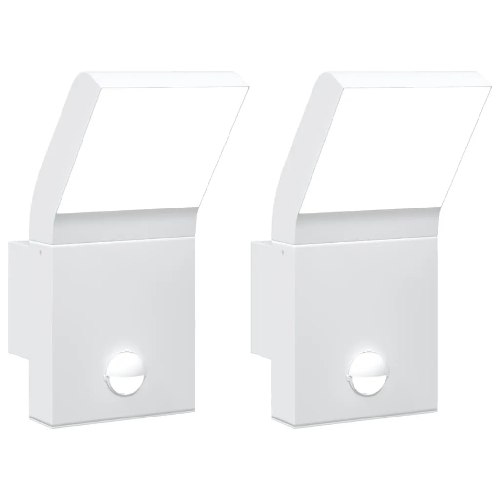 vidaXL Luci da parete per esterni a LED con sensore 2 pz. Alluminio pressofuso bianco