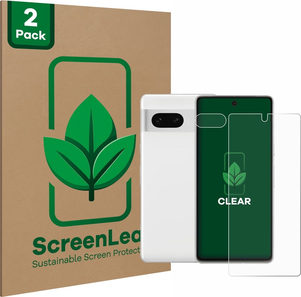 2x ScreenLeaf Schutzfolie für Google Pixel 7 (Display+Kamera) nachhaltiger Displayschutz Display Schutz Folie Klar Transparent