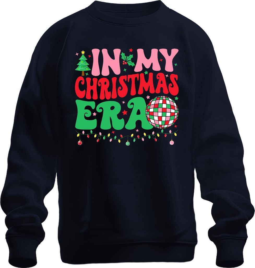 In My Christmas Era Weihnachten Disco Kugel Lichterkette Retro Uni Sweatshirt Pullover, Navy, M