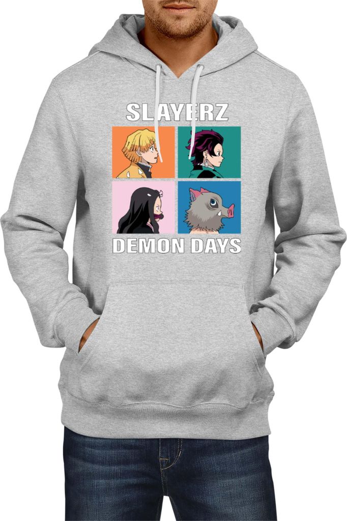 Herren Kapuzenpullover Japan Manga Anime Comics Animation Demon Anime Slayer All Slayerz, Man L / Grau