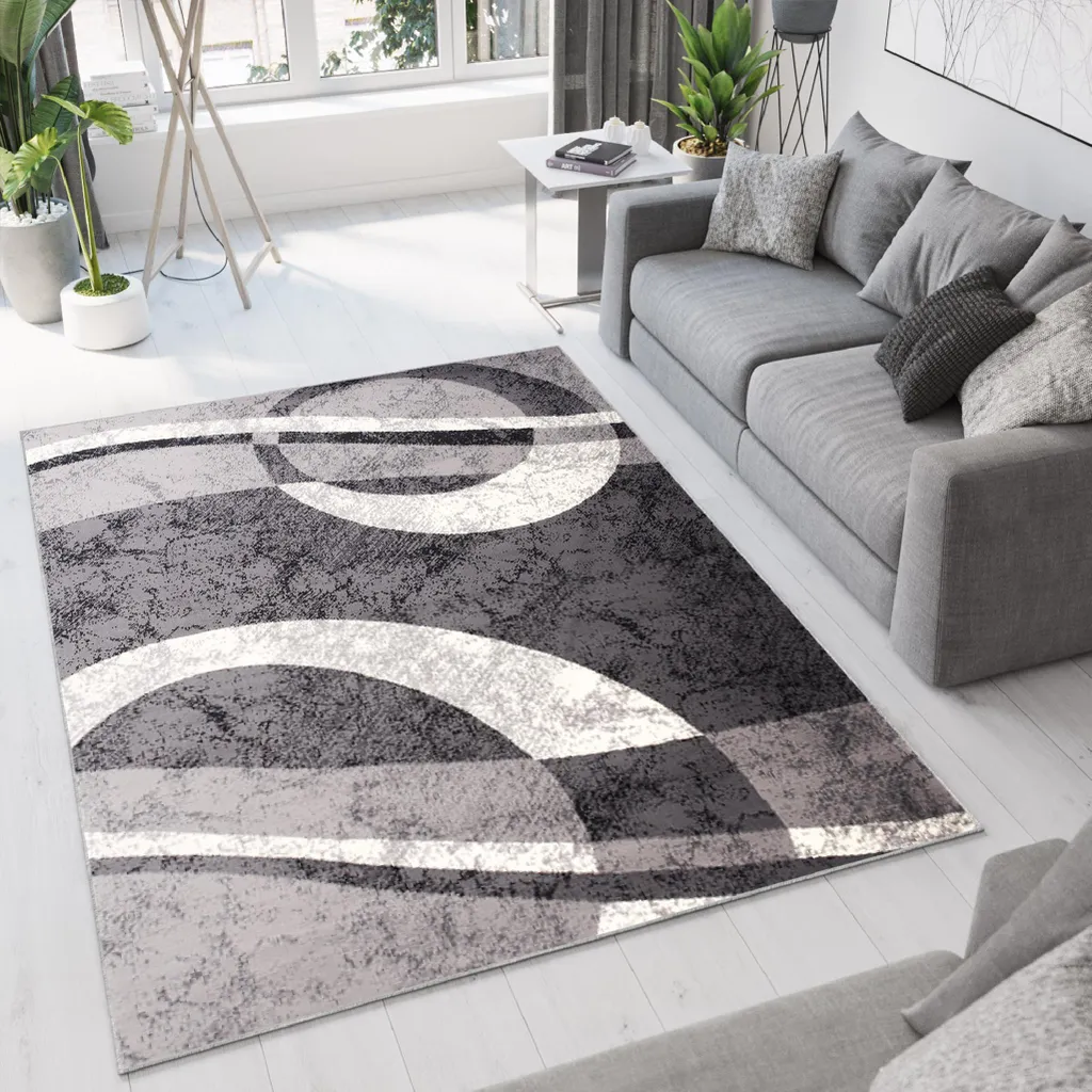 Grand Tapis de Salon Moderne DREAM Coloris Crème Gris - 130x190 cm