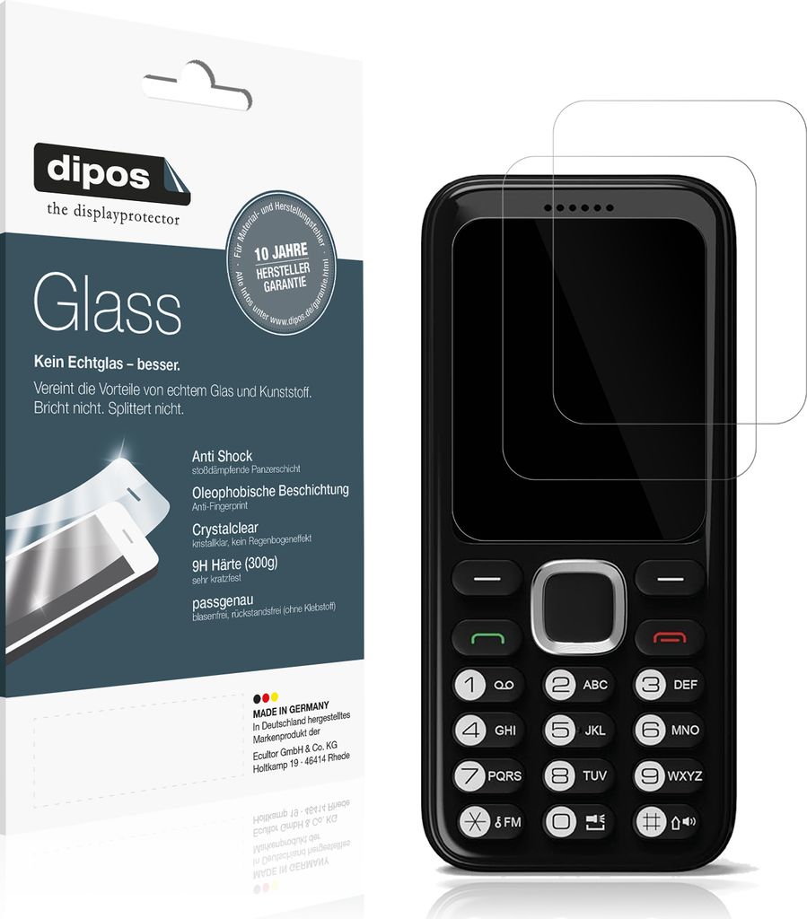 2x Schutzfolie für Oakcastle F100 - Anti-Shock 9H Folie dipos Glass Kunststoffglas