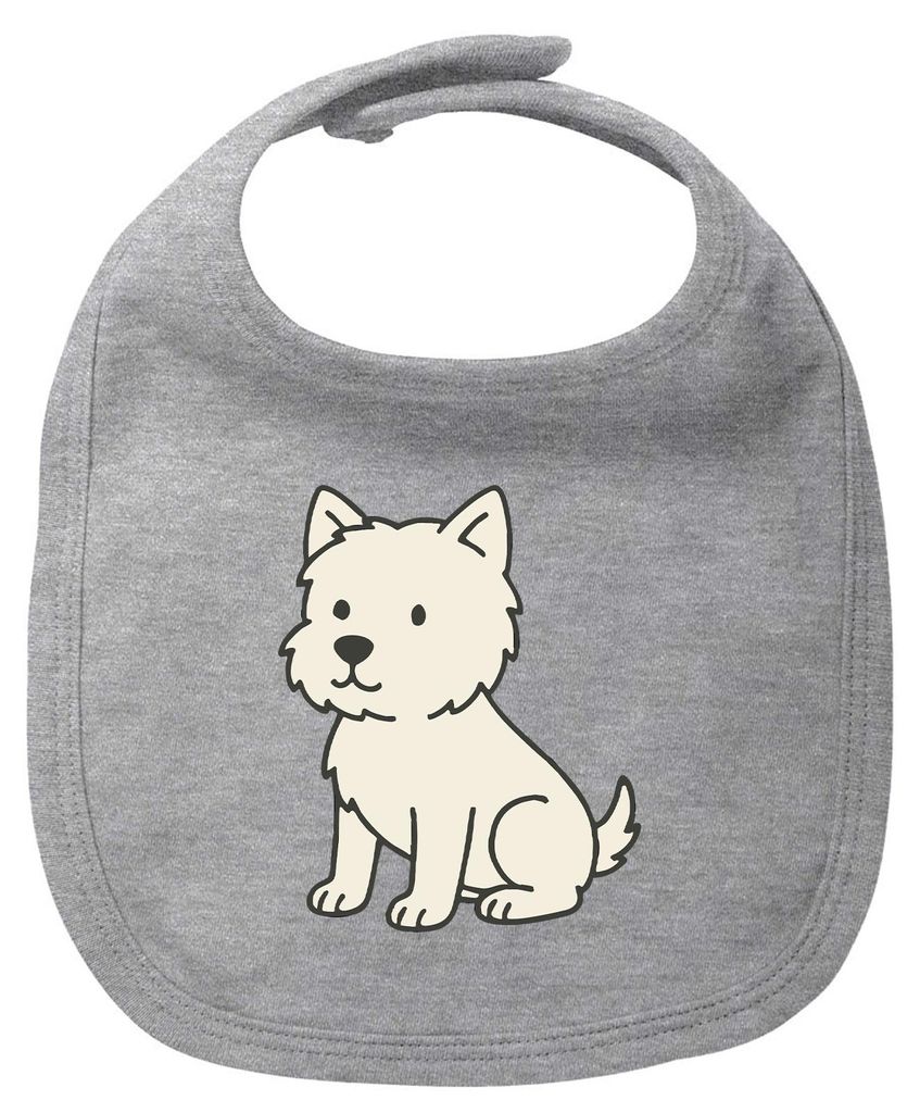 Huuraa Baby Lätzchen West Highland White Terrier Comic Westie Heather Grey Klettverschluss Baumwolle Latz Geschenkidee