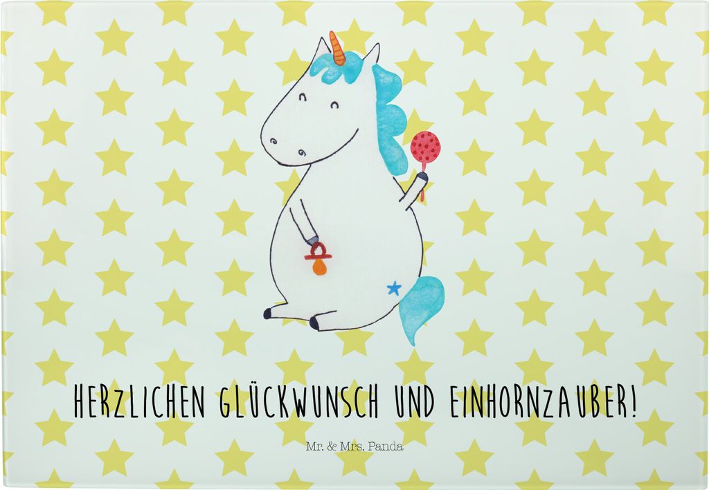 Mr. & Mrs. Panda Schneidebrett Einhorn Baby - Weiß - Geschenk, Hackbrett, Mutter, Frühstücksbrett, Unicorn, Party, Schnuller, Servierplatte, Ein...