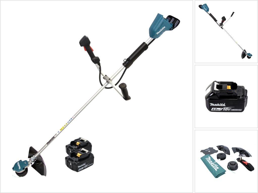 Makita DUR 368 AM Akku Freischneider 36 V ( 2 x 18 V ) Zweihandgriff Brushless + 2x Akku 4,0 Ah - ohne Ladegerät