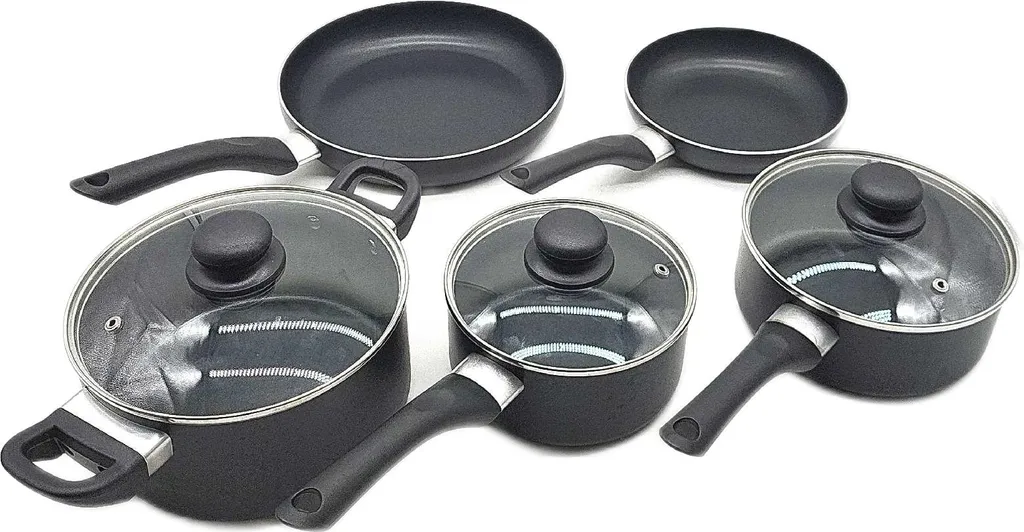 Amazon Basics Batterie de cuisine 8 pièces antiadhésive noir mat
