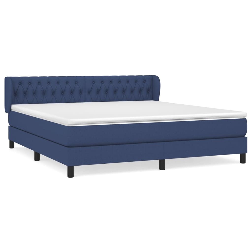 Möbel Boxspringbett/bettgestell - Bettrahmen - Doppelbett - mit Matratze Blau 180x200 cm Stoff - Polsterbett Klassische Betten CLORIS4706390