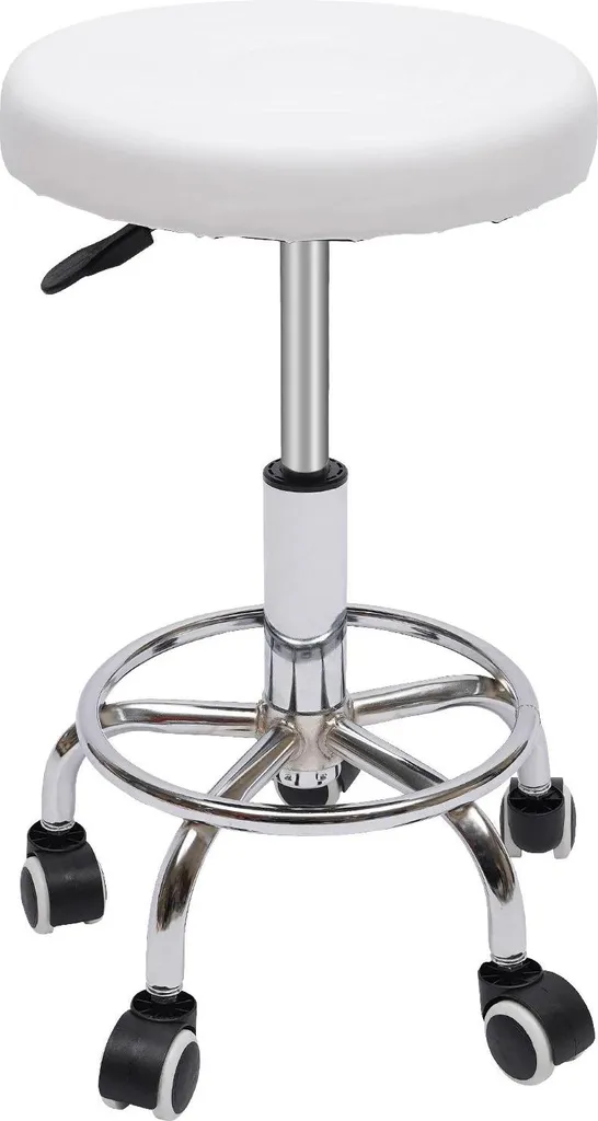 Sgabello con Ruote per Salone Cosmetico - Idraulico Bianco