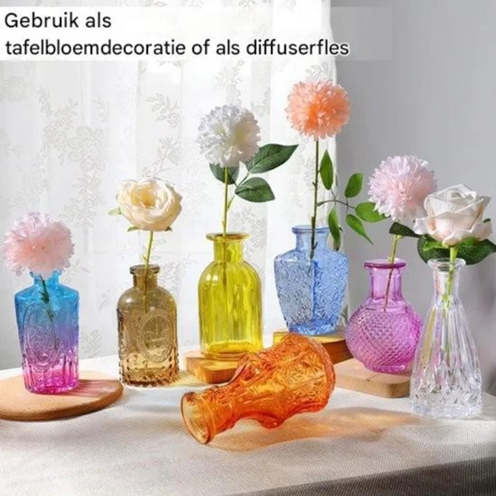 Stock 24 Vasi Vetro Piccoli Multicolore Vintage - Decorazioni Casa
