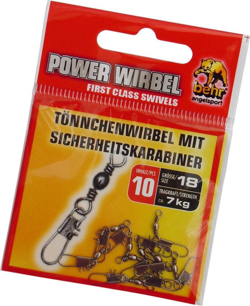 Tönnchenwirbel mit Sicherheitskarabiner 10 Stück Gr. 18