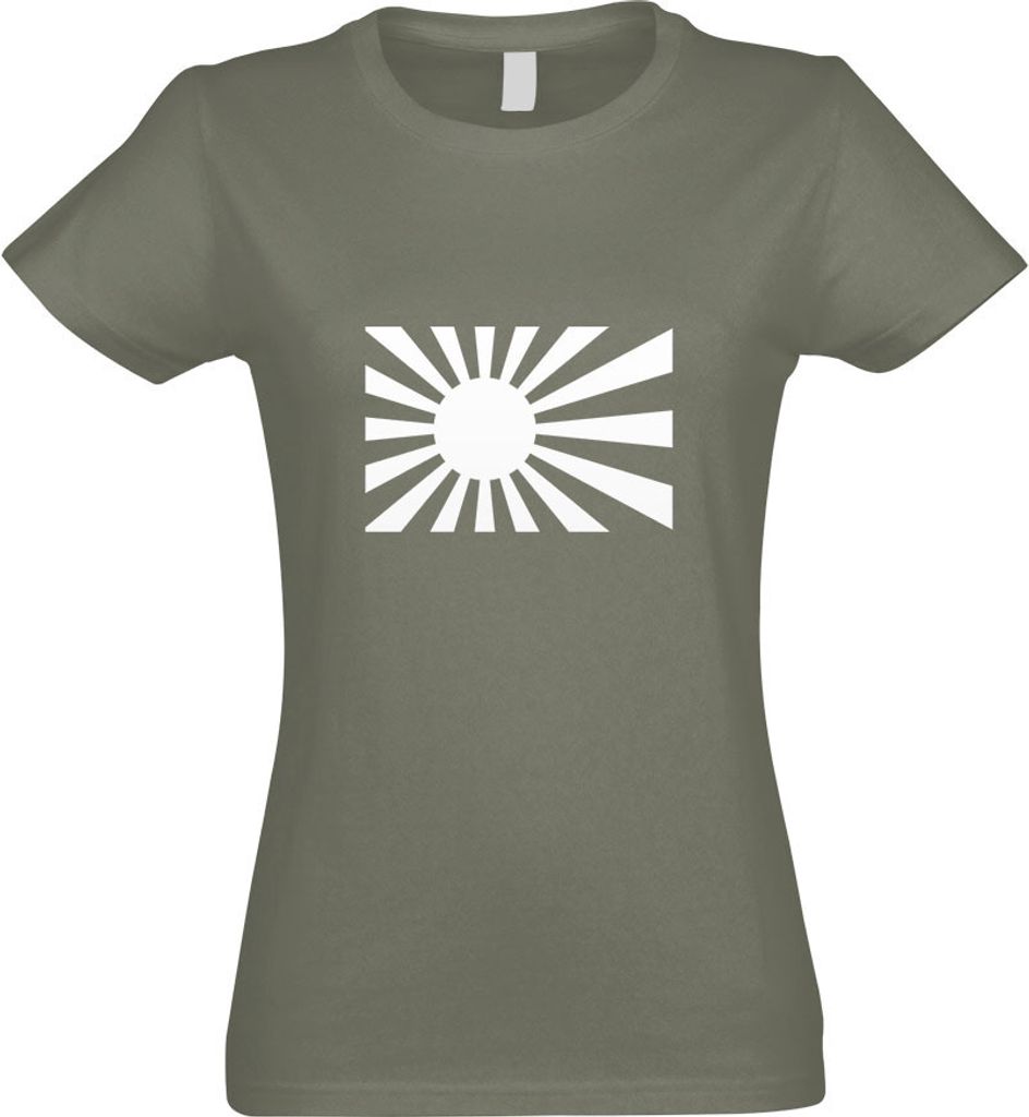 Kiwistar - T-Shirt tailliert - Damen - Olive - Japan Kriegsfahne - mit Motiv Bedruckt - Funshirt Design - Sport - Freizeit - Damen - XXL