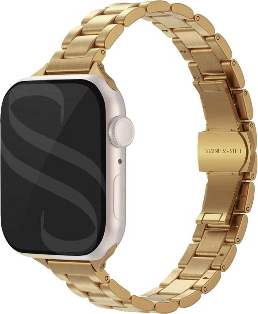 Selencia Slim Stahlgliederarmband für das Watch Series 1 t/m 9 / SE (38/40/41 mm) | Series 10 / 11 (42 mm) - Gold