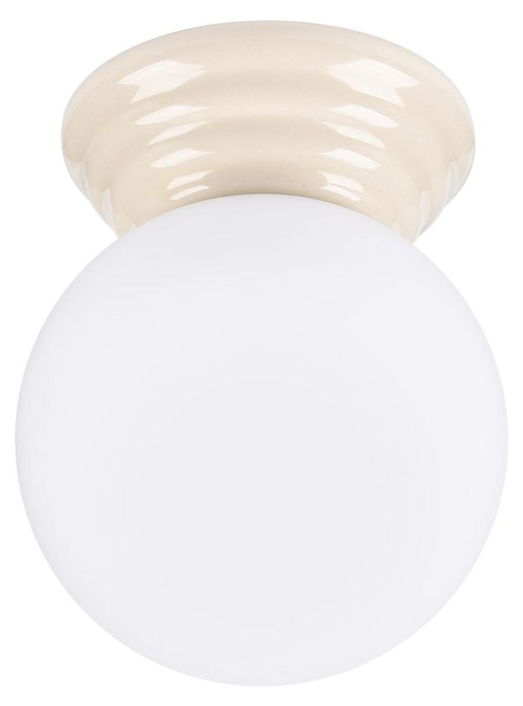 Badezimmerleuchte Decke IP44 Ø 12 cm Kugelschirm Weiß Beige Glas Keramik G9 Deckenlampe Bad