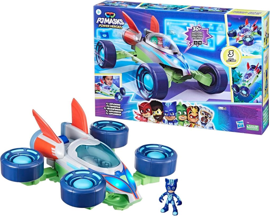 A toy vehicle and its packaging are displayed.