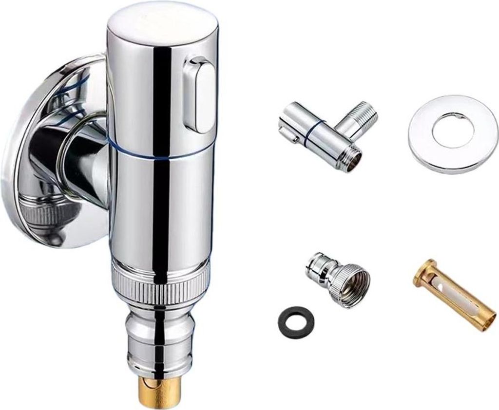 INF Edelstahl Waschmaschinenventil mit automatischer Absperrung Silber 4,5cm Länge