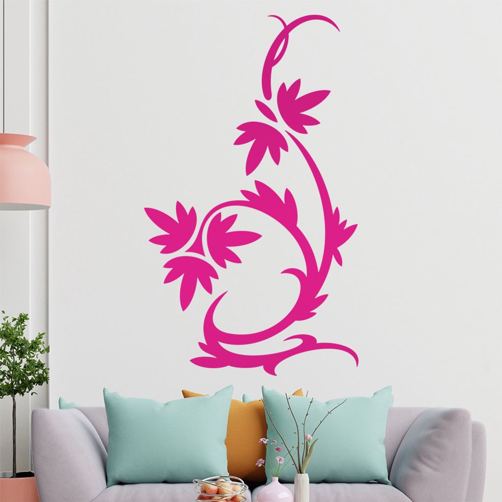 Blätter - Linien Wandtattoo in 6 Größen - Wandaufkleber Wall Sticker - Dekoration, Küche, Wohnzimmer, Schlafzimmer, Badezimmer