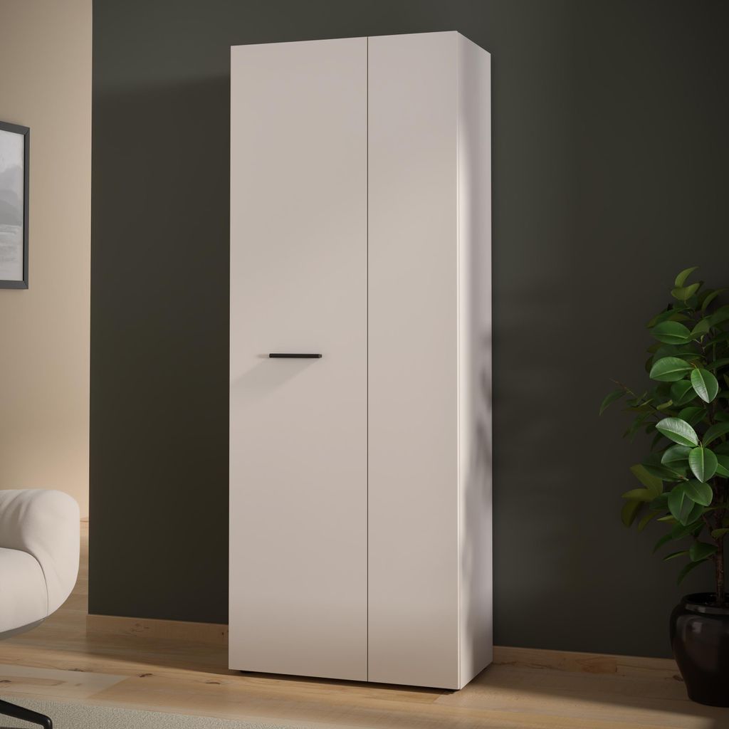Forte NET306 Schuhschrank 70, moderner Flurschrank, 2-türig, 5 Regalböden, Flur, Diele, Abstellraum, Holzwerkstoff, Kaschmir|Beige, 68,7 cm breit...