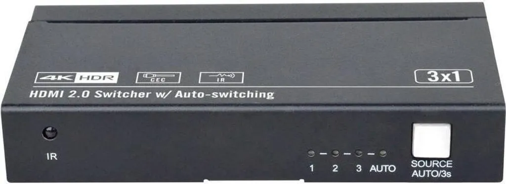 Switch HDMI 4K pour Salle de Réunion VivoLink VLSW131 Noir 60 fps