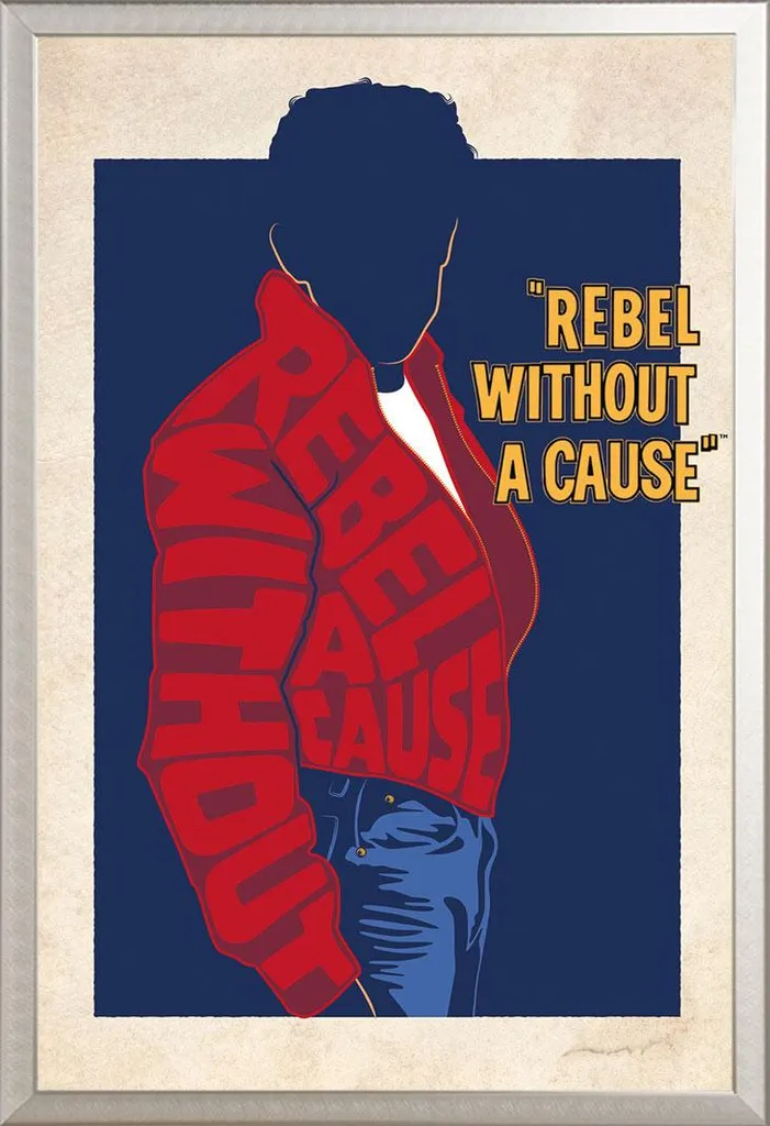 Cadre Aluminium Shinsuke Argenté et Poster Warner Bros Rebel Without Cause