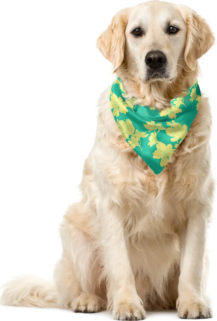 ABAKUHAUS Bandana Cane 55x55cm Fiori Gialli e Verde Mare - Offerta