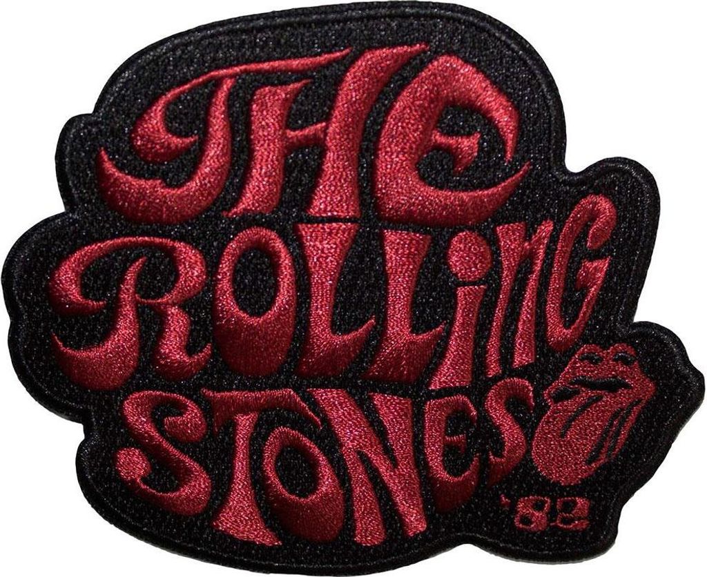 The Rolling Stones - Wirbelnd Logo - Aufnäher zum Aufbügeln " ́82" RO13644 (Einheitsgröße) (Rot/Schwarz)