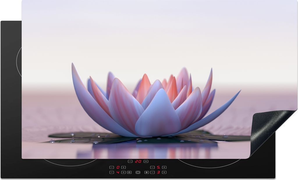 KitchenYeah Herdabdeckplatte Lotus - Blumen - Wasser , 89x51cm, Küche Deko, Glaskeramikkochfeld Herdabdeckung, Abdeckplatte fùr Kochfeld