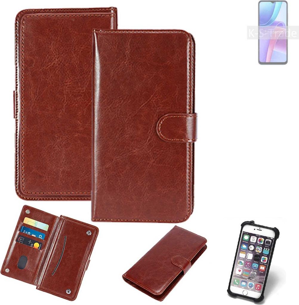 K-S-Trade 360° Hülle kompatibel mit Xiaomi Redmi Note 11R braun Kunstleder Case BookCase WalletCase Kunstlederederhülle Handyhülle, Rundumschutz