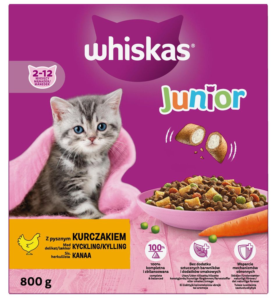 Croquettes pour chat Whiskas Junior Chicken 800 g Image du produit 