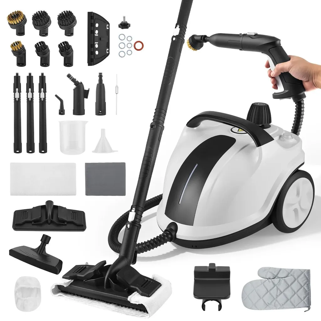 Nettoyeur Vapeur Traîneau Multisurface 2000W avec Roulettes 1,5L