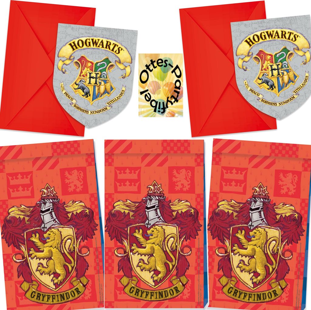 Harry-Potter-Deko-Set Erweiterungs-Set für 6-8 Gäste - Einladungen Mitgebseltüten