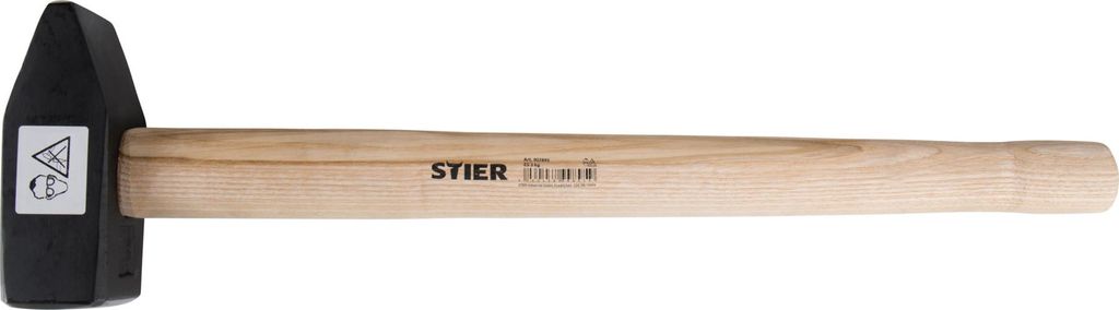 STIER Vorschlaghammer, 5 kg, Eschenstiel für hohe Stabilität, DIN 1042, Spezialstahl, unverzichtbar bei Renovierungs- und Abrissarbeiten, hohe Sc...